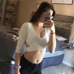 Laced white crop top